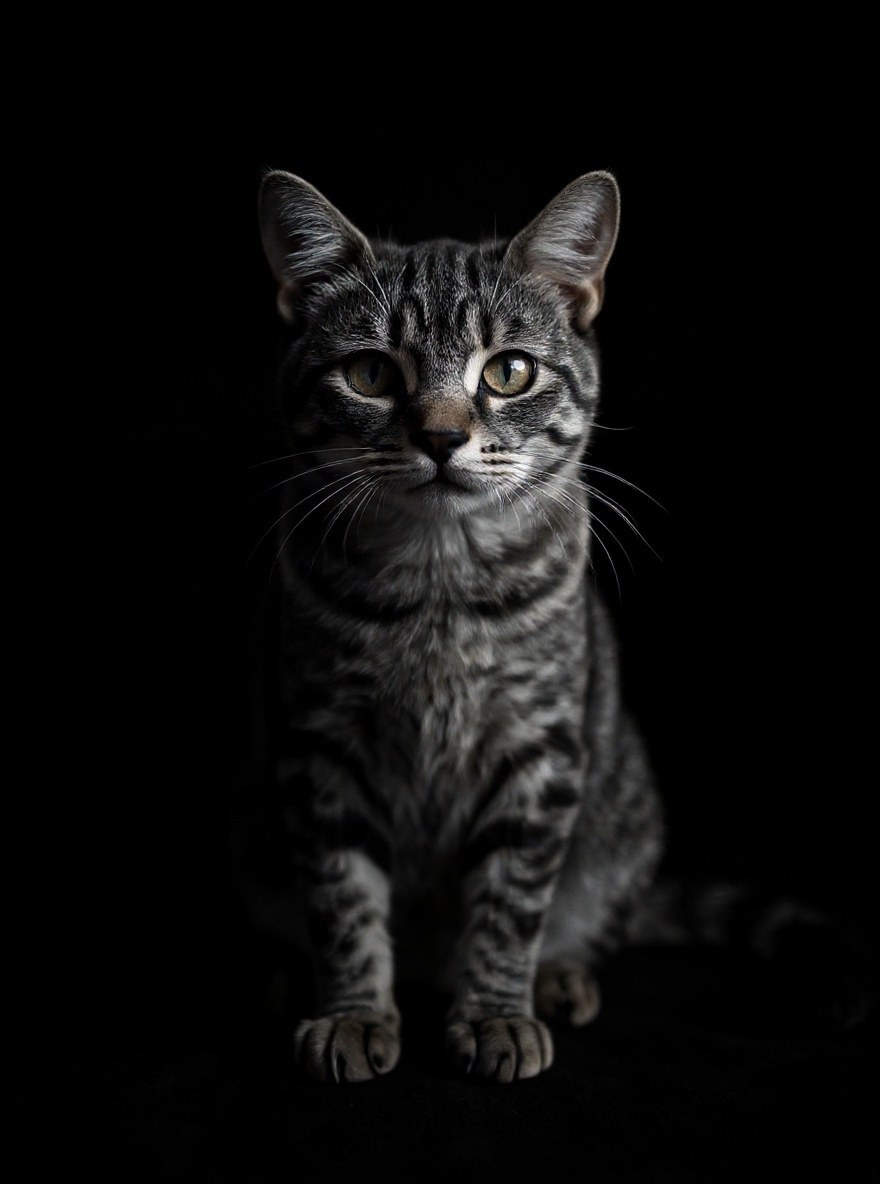 Tabby cat fine-art black and white portrait