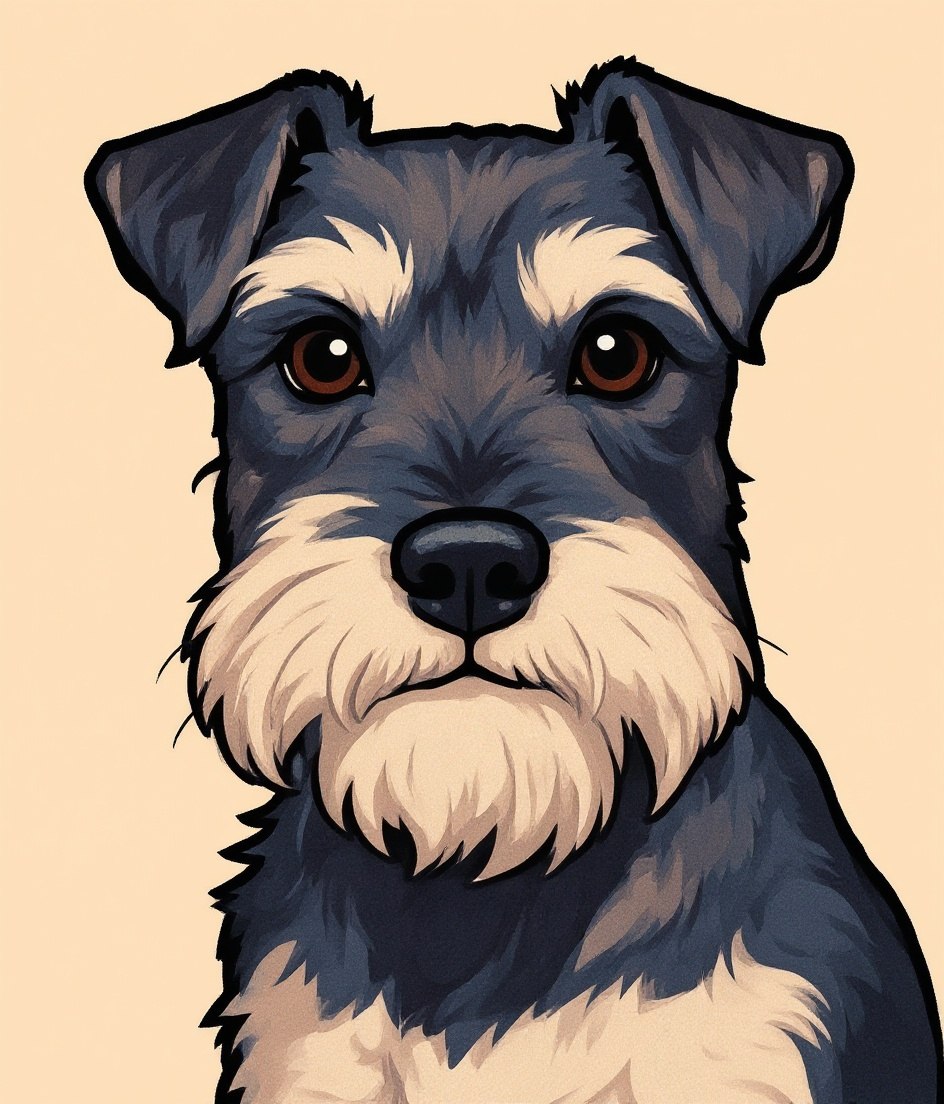 The Schnauzer - Comic / Cartoon pet portrait
