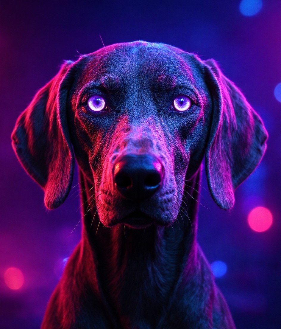 The Weimaraner - Cyberpunk Neon pet portrait
