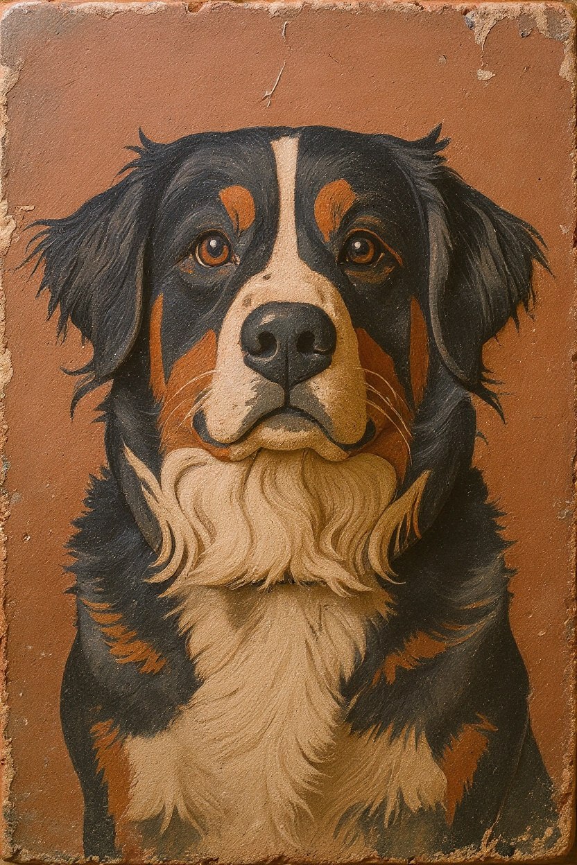 The Bernese - Greek Fresco pet portrait