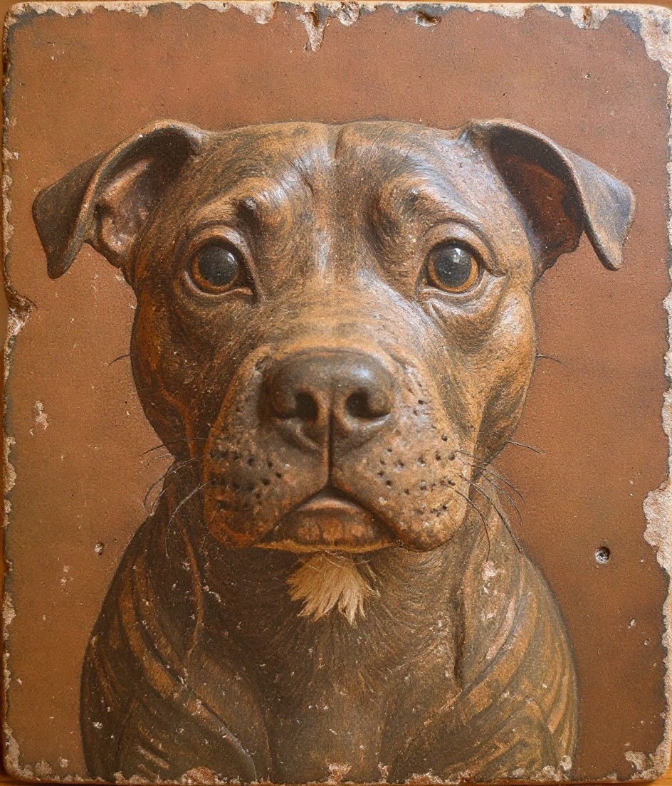 The Staffie - Greek Fresco pet portrait