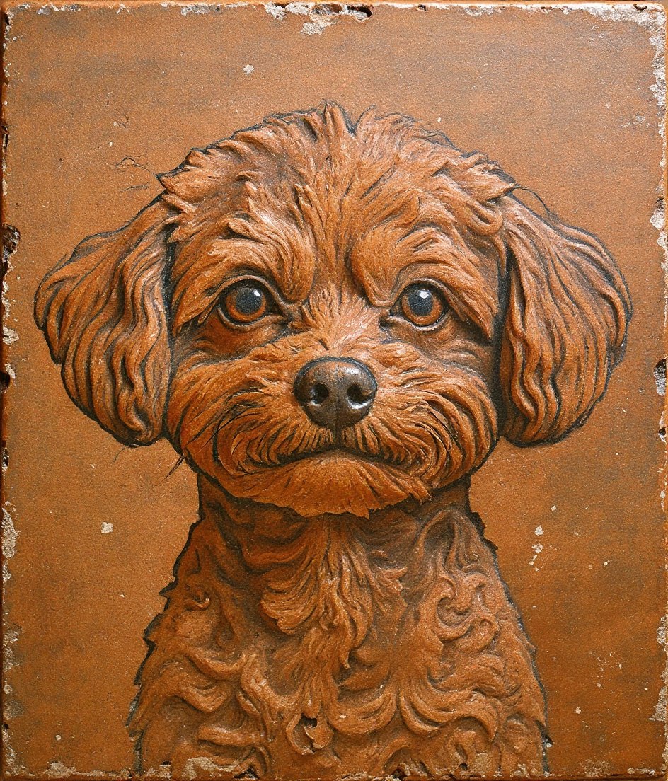 The Toy Poodle - Greek Fresco pet portrait