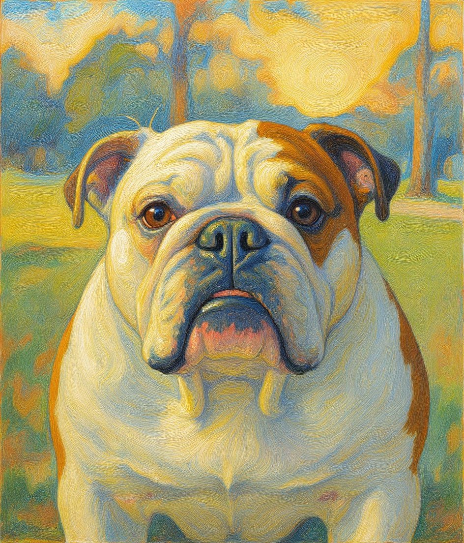 The Bulldog - Impressionist pet portrait