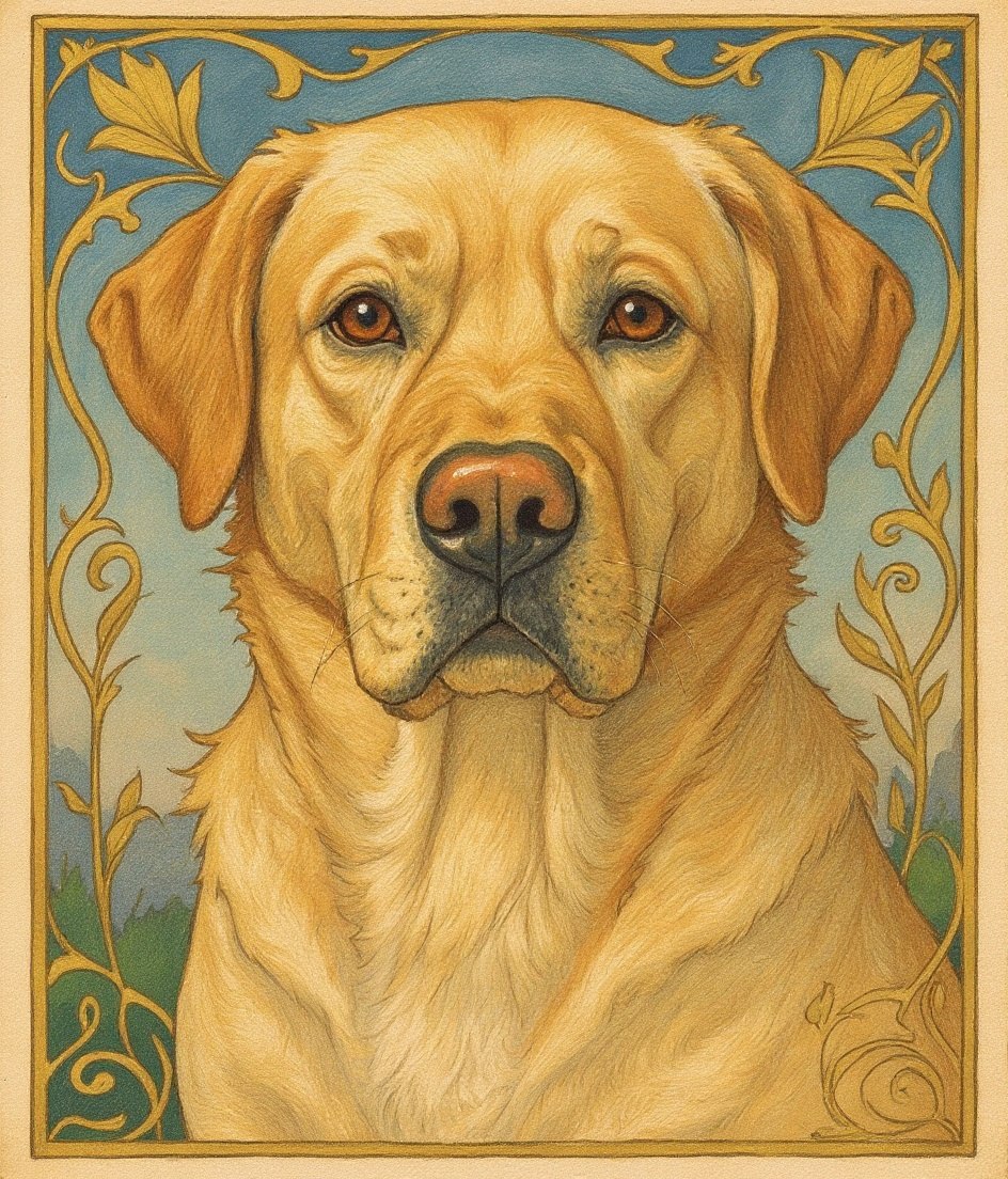 The Labrador - Art Nouveau pet portrait