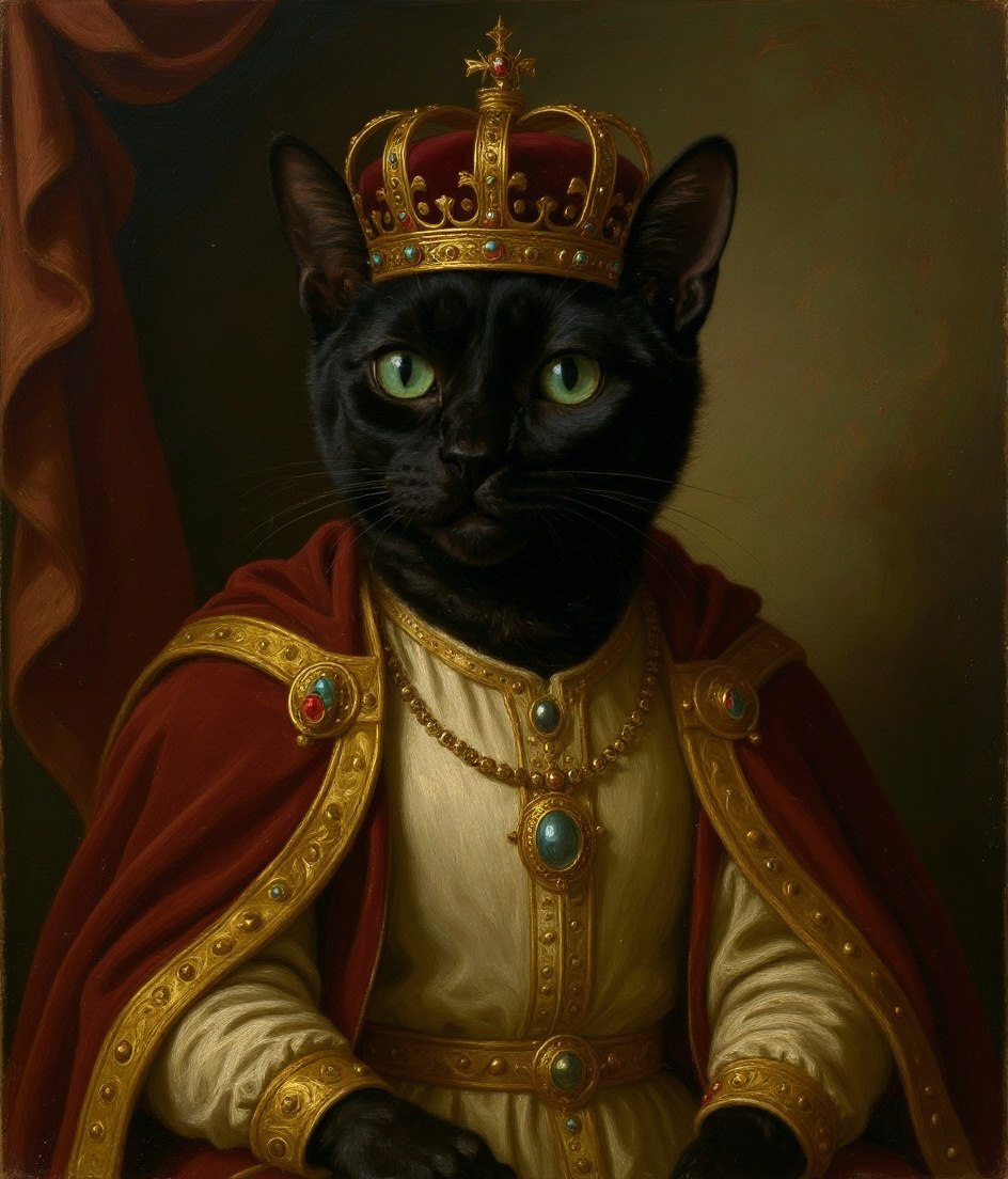 The Black Cat - Royal Renaissance pet portrait
