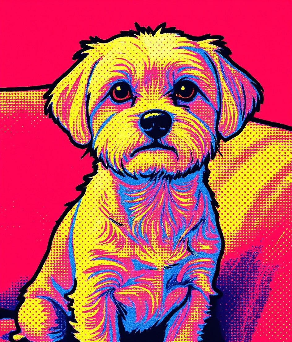 The Maltese - Warhol Pop Art pet portrait
