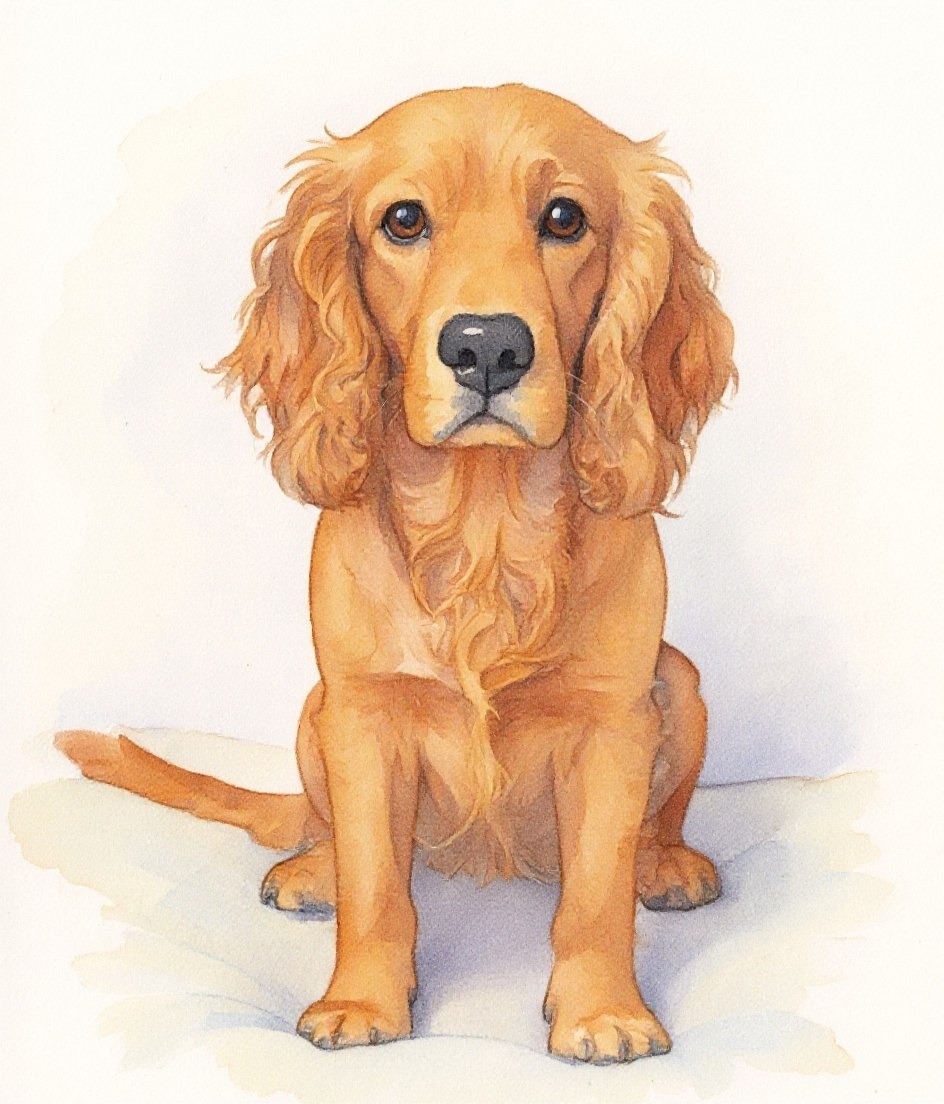 The Cocker - Watercolour pet portrait