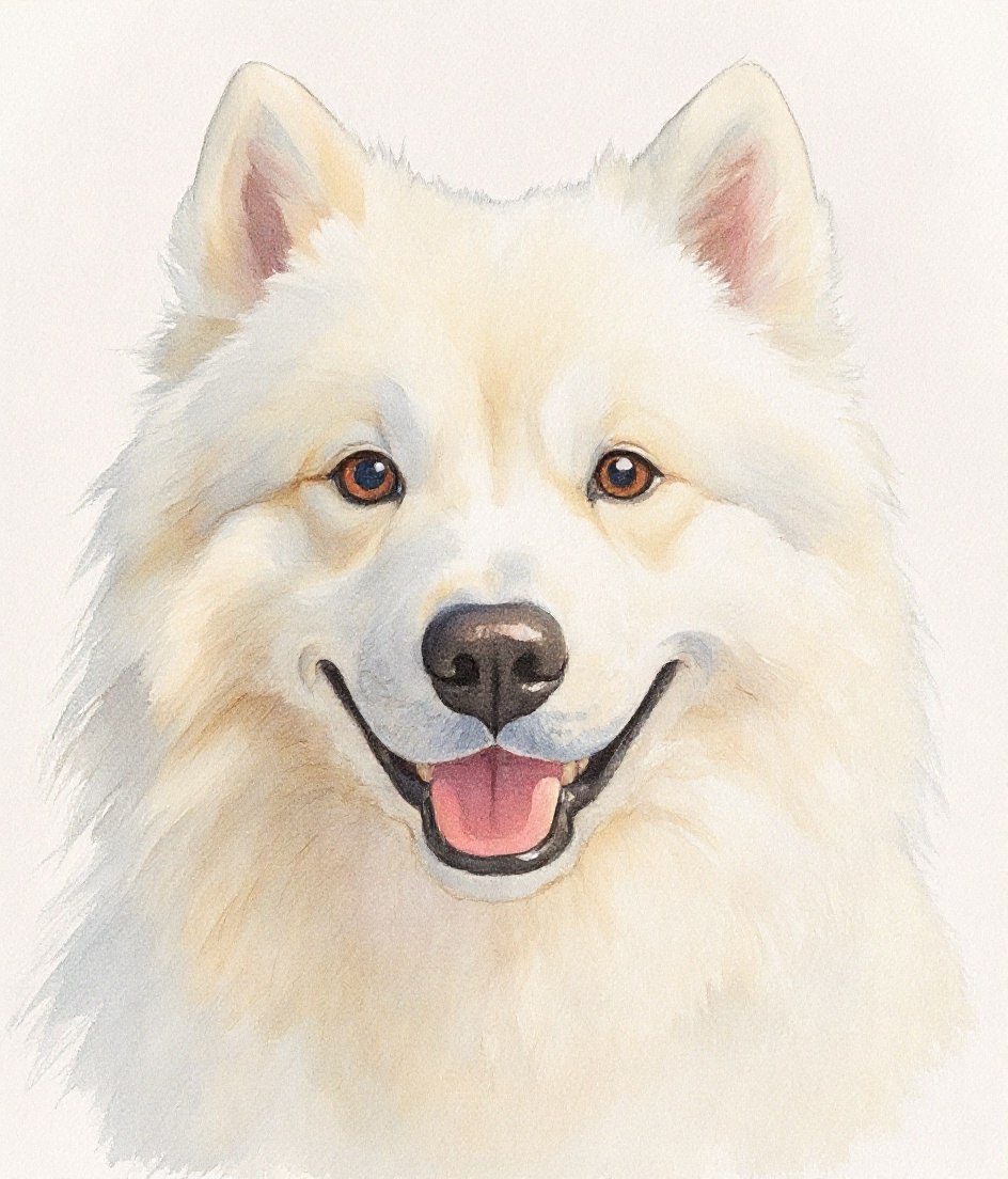 The Samoyed - Watercolour pet portrait