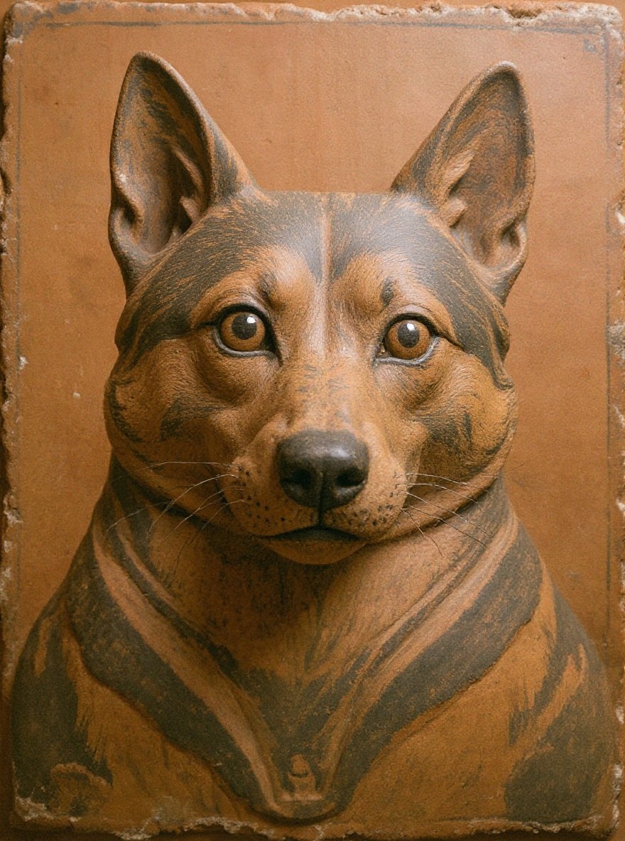 Corgi greek fresco portrait
