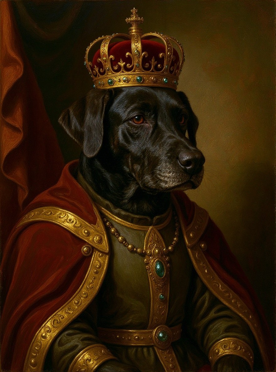 Black labrador royal portrait