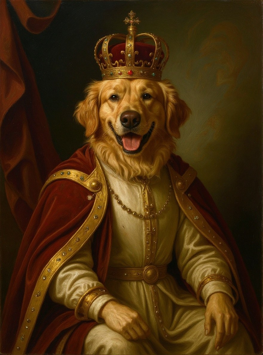 Golden retriever royal renaissance portrait