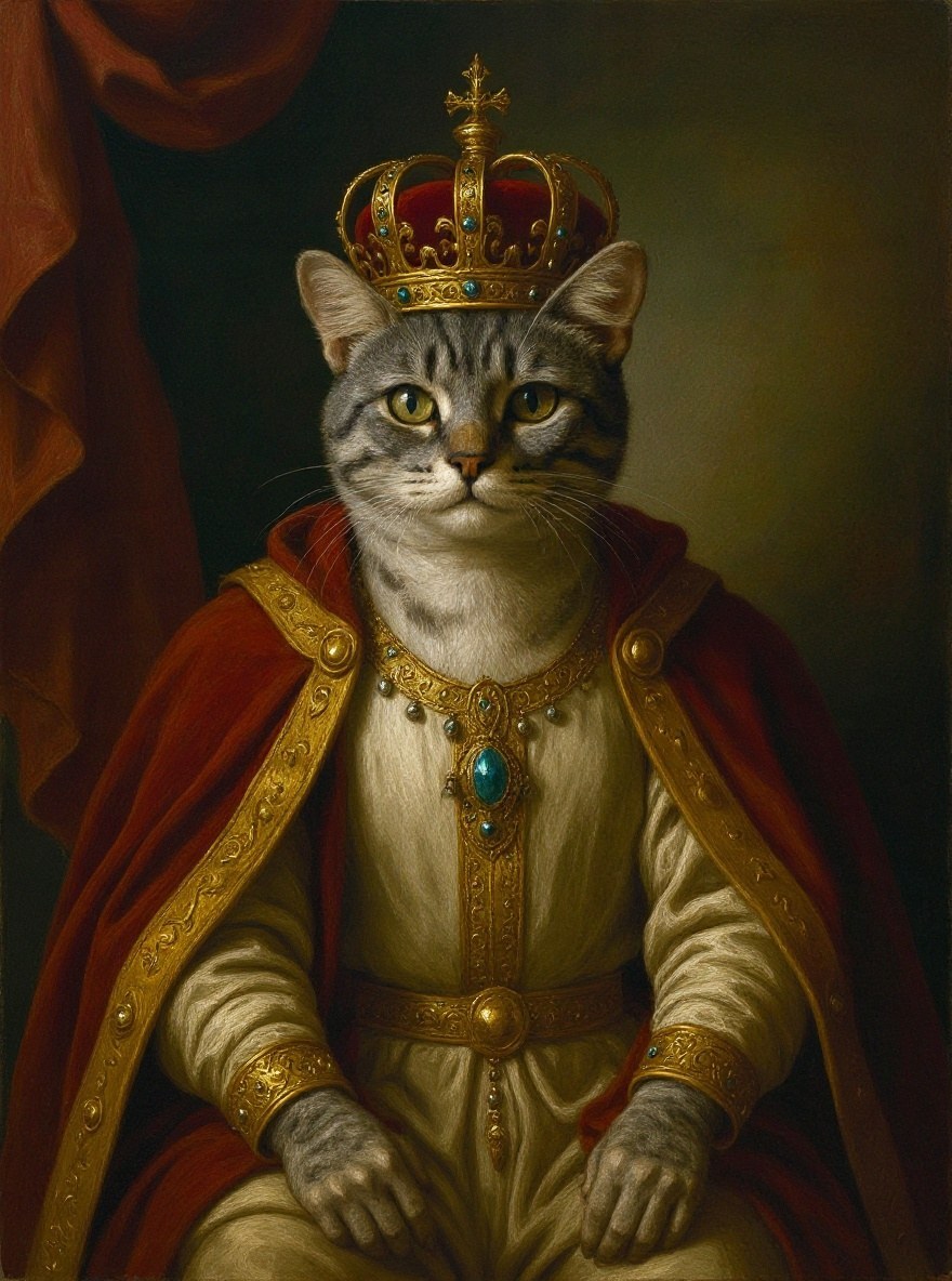 Tabby cat royal portrait